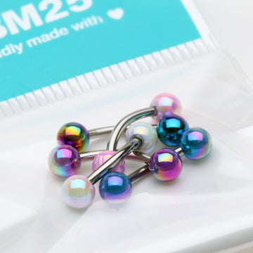 Detail View 1 of 5 Pcs Pack of Assorted Color Iridescent Metallic Coated Steel Curved Barbells